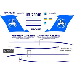 BSmodelle 720454 - 1/72 Antonov An-74 Antonov Airlines decal for aircraft model