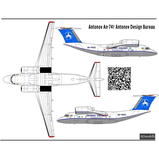 BSmodelle 720454 - 1/72 Antonov An-74 Antonov Airlines decal for aircraft model