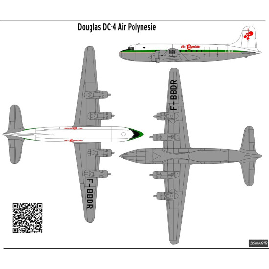 BSmodelle 720487 - 1/72 Douglas DC-4 Air Polynesie decal scale for aircraft kit BSmodelle 720487 - 1/72 Douglas DC-4 Air Polynesie decal scale for aircraft kit