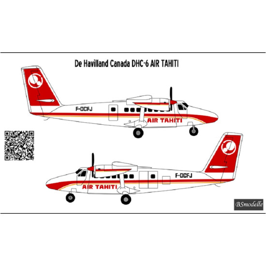 BSmodelle 720500 - 1/72 DHC-6 Air Tahiti decal scale for aircraft plastic model