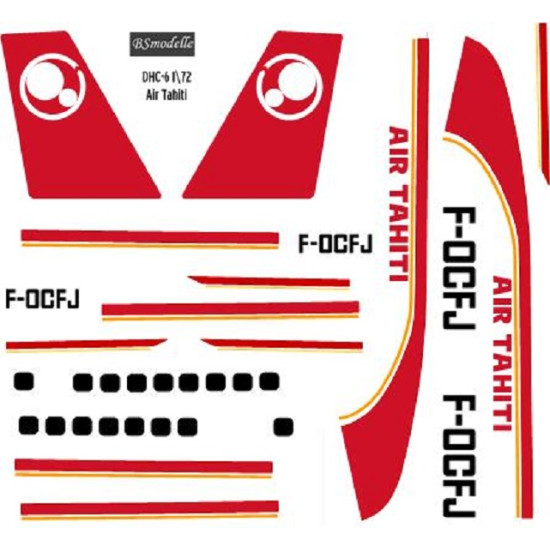 BSmodelle 720500 - 1/72 DHC-6 Air Tahiti decal scale for aircraft plastic model