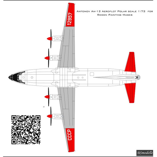 BSmodelle 72044_1 - 1/72 Antonov An-12 Aeroflot polar painting mask for aircraft