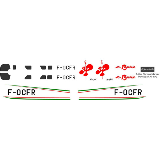 BSmodelle 720518 - 1/72 Britten Norman Islander Air Poynesia decal for aircraft