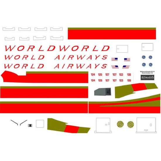 BSmodelle 720516 - 1/72 MC Donnel Douglas DC-10 decal for aircraft plastic model