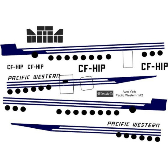 BSmodelle 720550 - 1/72 Avro York C MKI Pacific Western decal for aircraft model