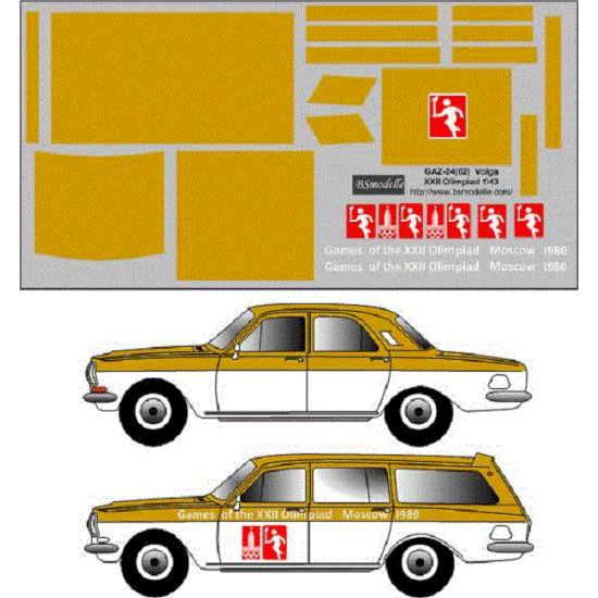 BSmodelle 43350 - 1/43 GaZ-24, GaZ24-02 Volga Olimpic escort decal for aircraft