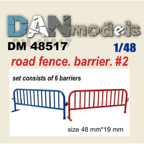 Dan Models 48517 - 1/48 Road fence, barrier. Set number 2. Set of 6 pcs. Resin