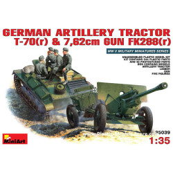GERMAN ARTILLERY TRACTOR T-70(R) AND 7,62CM FK 288(R) W/CREW PLASTIC MODEL KIT SCALE 1/35 MINIART 35039