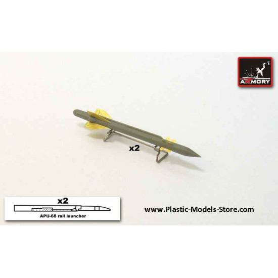 Kh-25MP PRGS-1VP AS-12 Kegler APU-68 launcher rail antiradar missile for MIG SU YAK RESIN 1/72 Armory ACA7244b