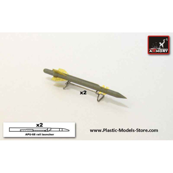 Kh-25MP PRGS-2VP AS-12 Kegler APU-68 launcher rail antiradar missile for MIG SU YAK RESIN 1/72 Armory ACA7244c