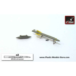 Kh-25MR AS-10b Karen + APU-68 launcher rail + Delta-NG2 aiming pod, Air to Surface missile, radiocommand guidance for MIG, SU RESIN 1/72 Armory ACA7244d
