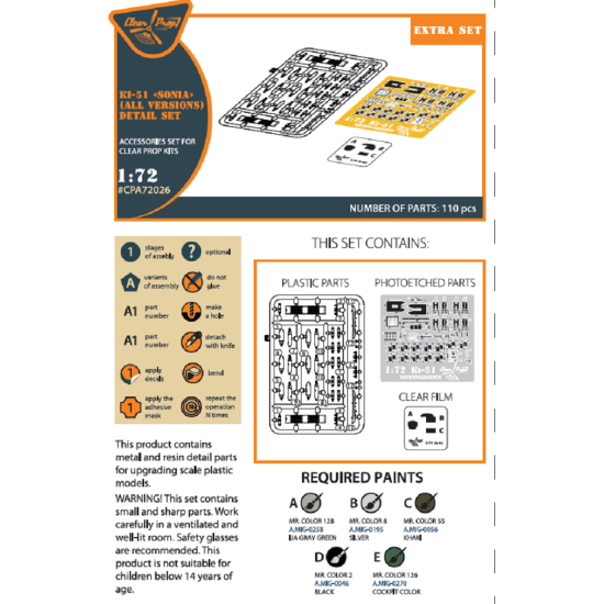 Clear Prop CPA72026 - 1/72 Ki-51 Sonia detail set (all versions) for scale model