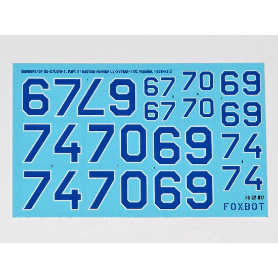 Foxbot 32-017 - 1/32 Numbers for Su-27UBM-1, Part II decal for aircraft model