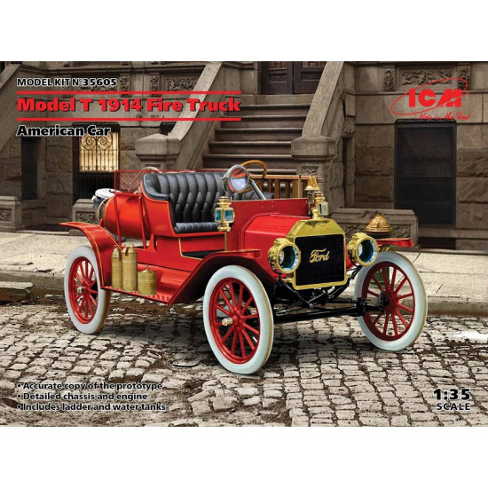 ICM 35605 - 1/35 Model T 1914 Fire Truck American Car. Scale plastic model kit