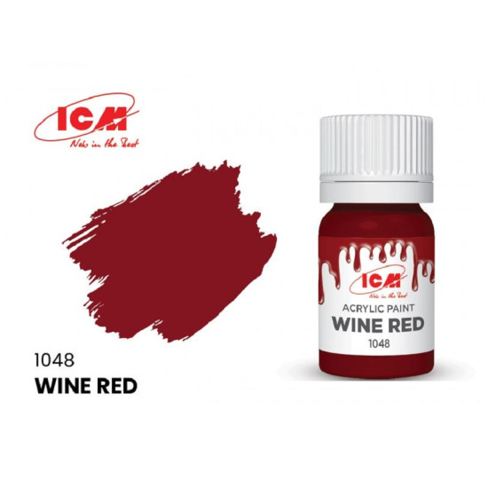 ICM 1048 - Acrylic paint, Wine Red. Volume, ml: 12. Waterproof Model Kit  Paint, Aftermarket