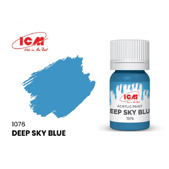 ICM 1076 - Acrylic paint, Deep Sky Blue. Volume, ml: 12. Waterproof