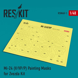 Reskit RSM48-0001 - 1/48 Mi-24 (V/VP/P) Painting Masks for Zvezda Kit