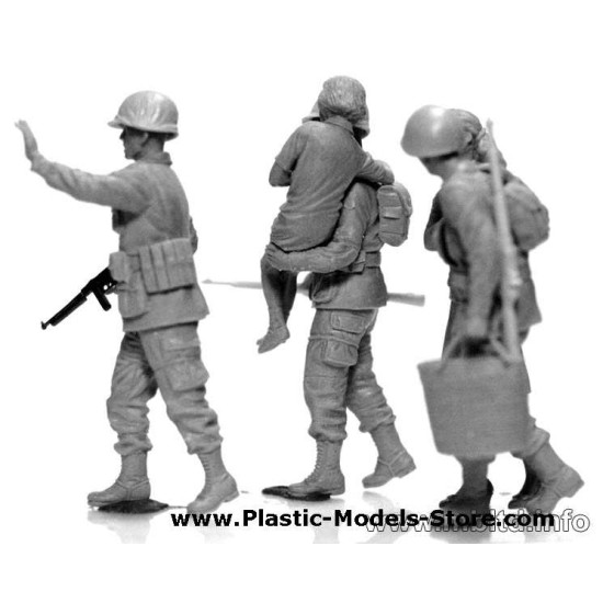 US SOLDIERS AND CIVILIANS FRANCE PLASTIC MODEL MILITARY FIGURE 1/35 Master Box 3578