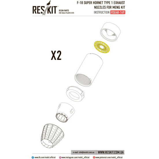 Reskit RSU48-0149 - 1/48 F-18 SUPER HORNET Type 1 exhaust nozzles for MENG Kit