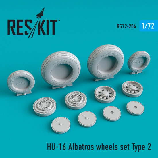Reskit RS72-0284 - 1/72 HU-16 Albatros wheels set Type 2 for plastic model kit