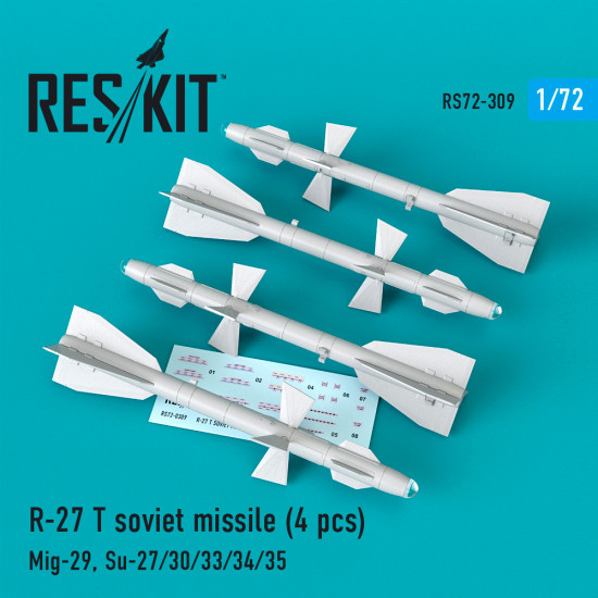 Reskit RS72-0309 - 1/72 R-27 T soviet missile (4 pcs) for plastic model kit