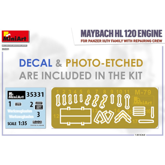 Miniart 35331 - 1/35 Maybach HL 120 engine for Panzer III / IV with repair crew