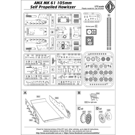 ACE 72453 - 1/72 - AMX MK 61 105mm Self Propelled Howitzer scale model kit