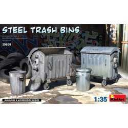 Miniart 35636 - 1/35 Steel trash bins scale plastic model kit Buildings