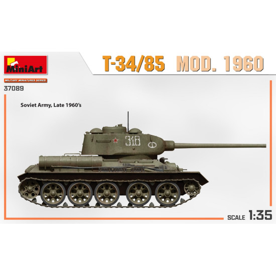 Miniart 37089 - 1/35 Tank T-34-85 modification 1960 scale plastic model kit