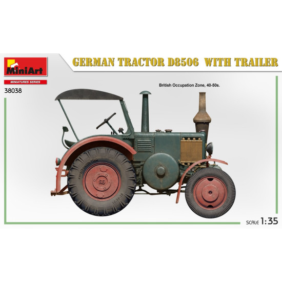 Miniart 38038 - 1/35 German tractor D8506 with trailer scale plastic model kit