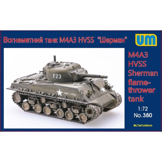 Unimodel UM380 - 1/72 M4A3 HVSS flame thrower tank scale plastic model kit