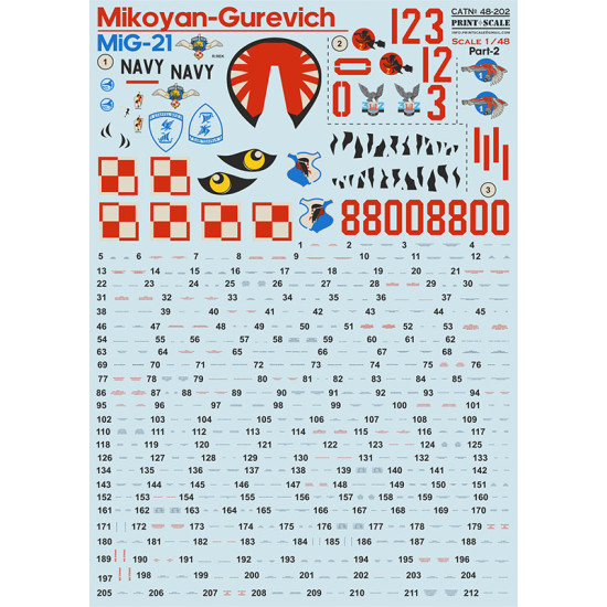 Print Scale 48-202 - 1/48 MiG-21 Polish Air Force Part 2, Decals for aircraft Print Scale 48-202 - 1/48 MiG-21 Polish Air Force Part 2, Decals for aircraft