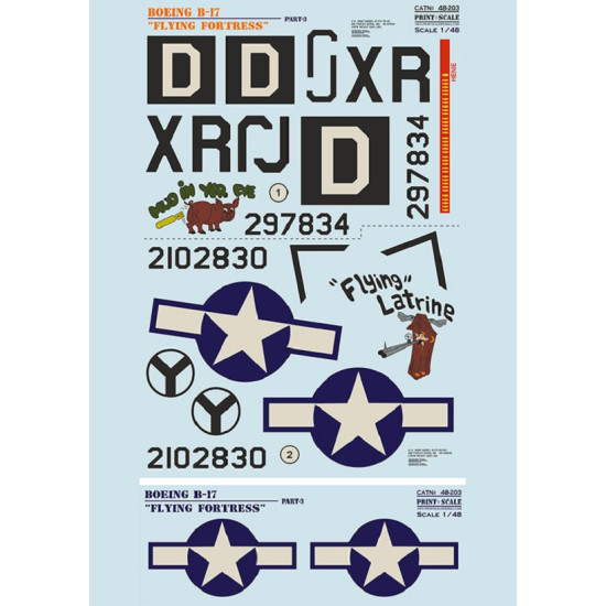 Print Scale 48-203 - 1/48 Boeing B-17 Flying Fortress Part 3 Decals for aircraft