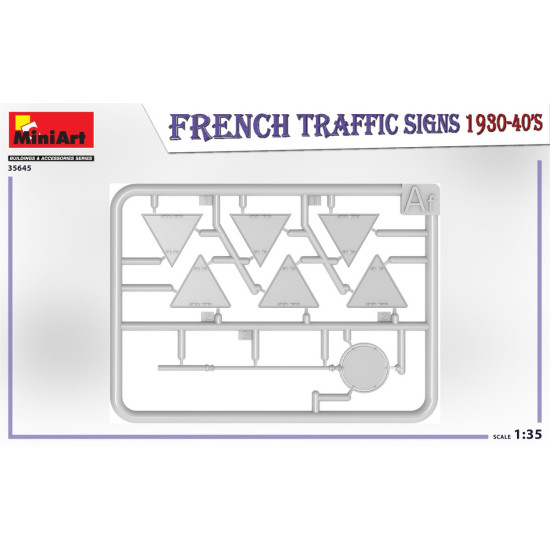 Miniart 35645 - 1/35 FRENCH TRAFFIC SIGNS 1930-40s scale plastic model kit