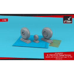 Armory AW48343 - 1/48 B-17B/C/D/E/F Flying Fortress wheels w/ weighted tyres (B)