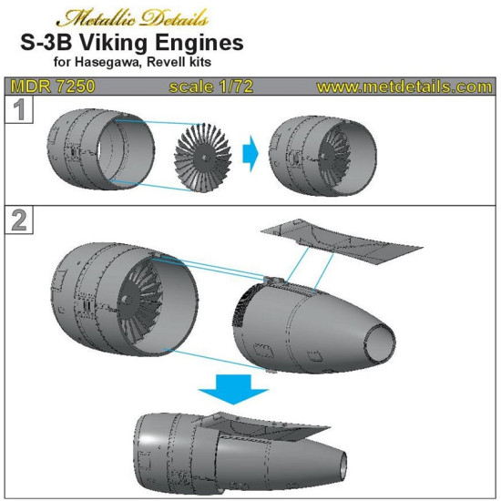 Metallic Details MDR7250 - 1/72 S-3B Viking. Engines (Hasegawa, Revell model)