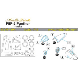 Metallic Details MDM4804 - 1/48 F9F-2 Panther. Masks (for Trumpeter model kit)