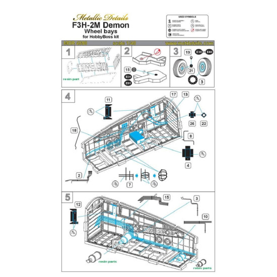 Metallic Details MDR4899 - 1/48 F3H-2M Demon. Wheel bays (for HobbyBoss model)