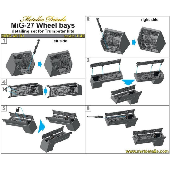 Metallic Details MDR48101 - 1/48 MiG-27. Wheel bays (for Trumpeter model kit)