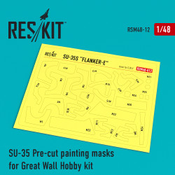 Reskit RSM48-0012 1/48 Su-35 Pre-cut painting masks for Great Wall Hobby kit