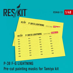Reskit RSM48-0013 1/48 P-38 F/G Lightning Pre-cut painting masks for Tamiya Kit