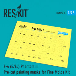 Reskit RSM72-0007 - 1/72 F-4 (E/EJ) Phantom II Pre-cut, masks for Fine Molds kit