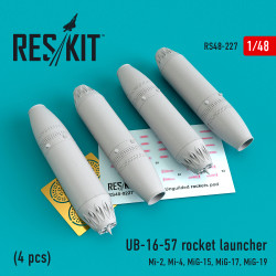 Reskit RS48-0227 - 1/48 UB-16-57 rocket launcher (4 pcs) for aircraft model kit