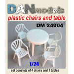 Dan Models 24004 - 1/24 Table, chairs. Set 4 chairs, 1 resin table. 3D printing