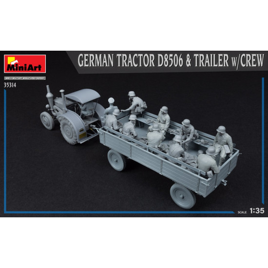 Miniart 35314 - 1/35 GERMAN TRACTOR D8506 & TRAILER w/CREW, SCALE MODEL KIT