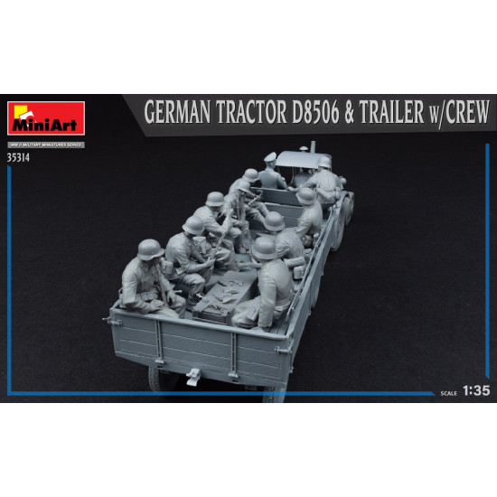Miniart 35314 - 1/35 GERMAN TRACTOR D8506 & TRAILER w/CREW, SCALE MODEL KIT
