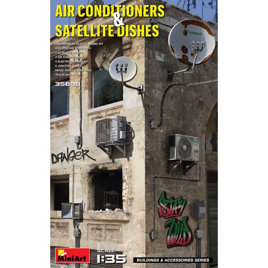 Miniart 35638 - 1/35 AIR CONDITIONERS & SATELLITE DISHES scale model kit