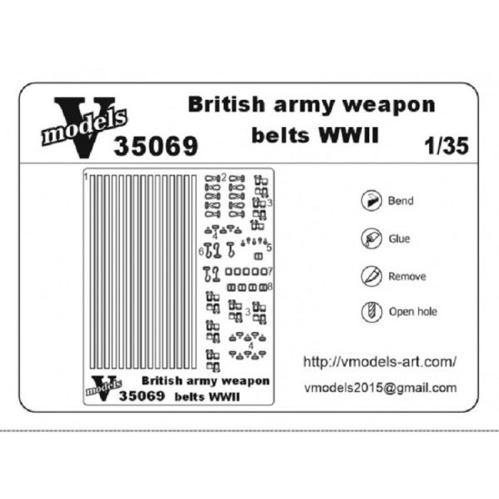 Vmodels 35069 - 1/35 British army weapon belts WWII, scale model kit