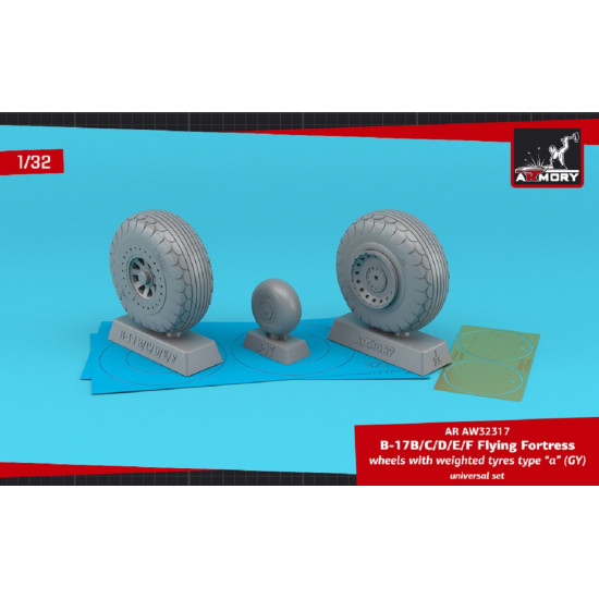 Armory AW32317 - 1/32 B-17B/C/D/E/F Flying Fortress wheels w/ weighted tyres