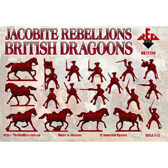 Red Box 72139 - 1/72 Jacobite Rebellion. British dragoons 1745, scale model kit